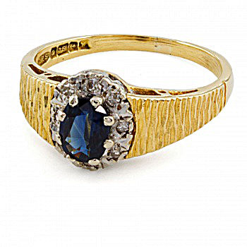 18ct Gold Sapphire/Diamond Cluster Ring Size N